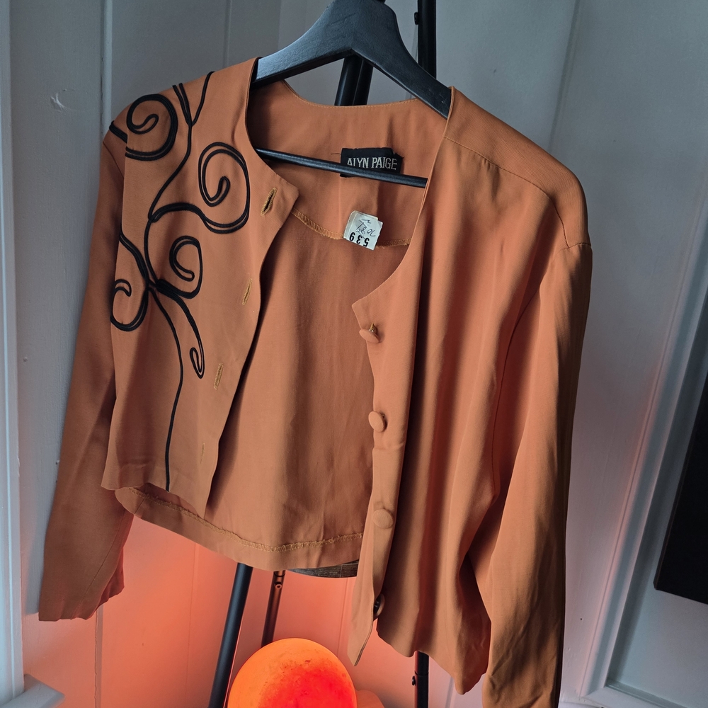 Orange Blazer with Black Swirl Design